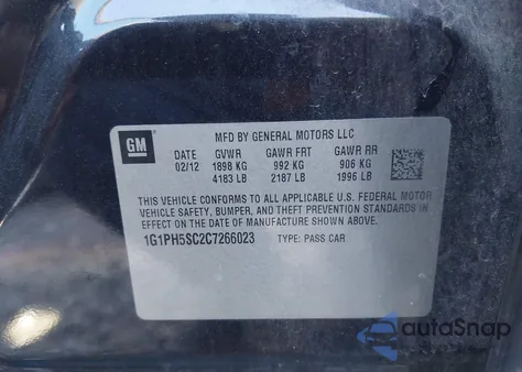 2012 Chevrolet Cruze Ltz from USA, damaged, VIN 1G1PH5SC2C7266023
